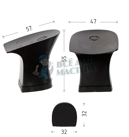Каблуки ABS (6444) черн.мат. 5,5 см - Чертеж