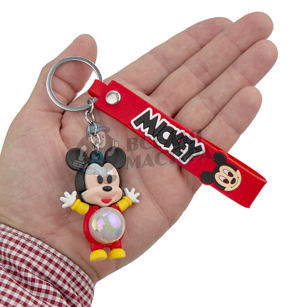 Брелок для ключей светящийся "Микки Маус" цв. красный + ремешок