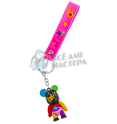 Брелок для ключей "Мишка Бербик" + ремешок, цв.розовый
