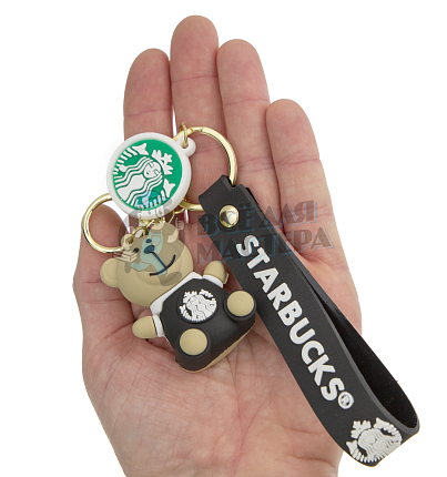 Брелок для ключей "Старбакс Мишка" цв.черный + карабин