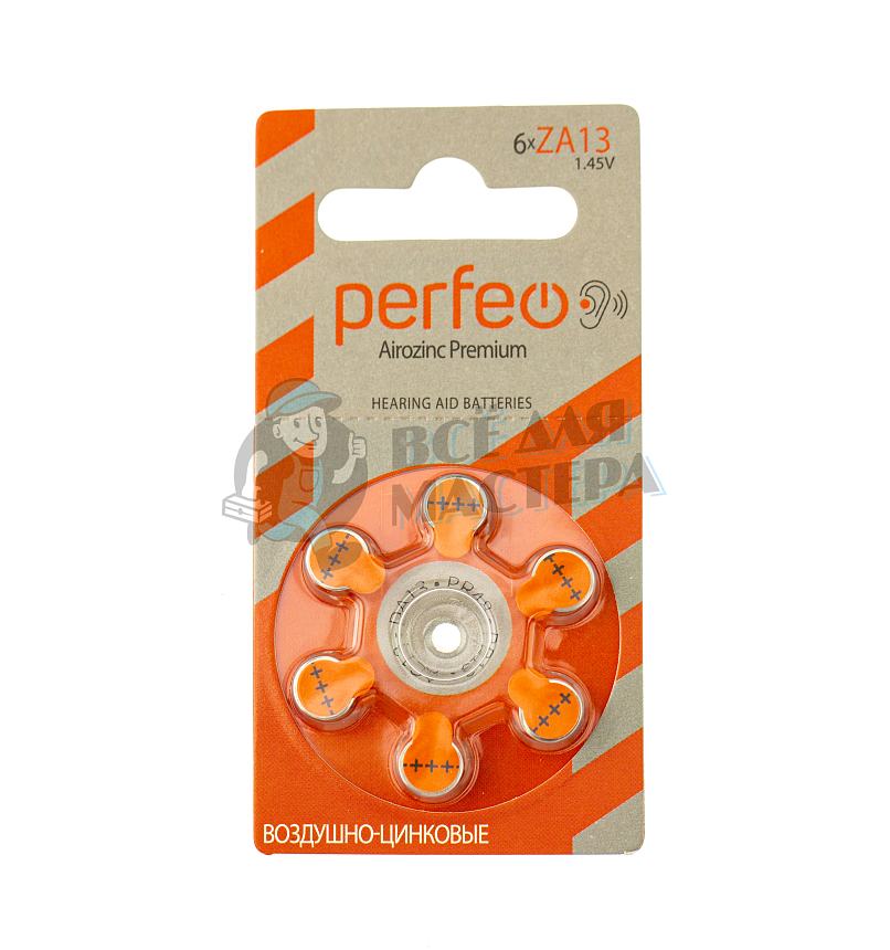 Батарейка Perfeo ZA13 BL6 Airozinc Premium (6/60/300/3000)