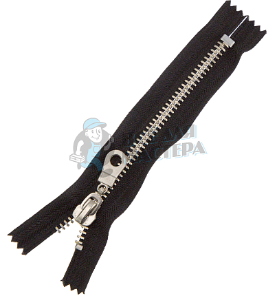 Молния металлическая тип 8 16см н/р, цв. черный 322, зв никель