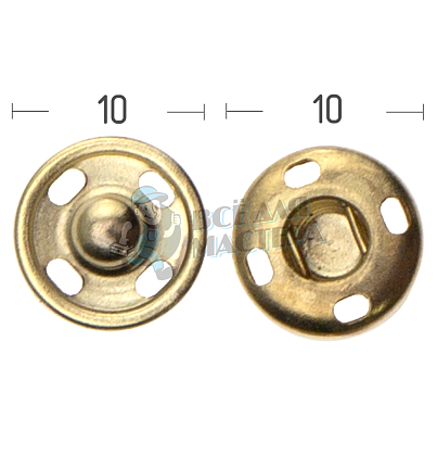 Кнопка пришивная 10мм латунь цв золото