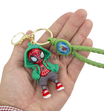 Брелок для ключей "Человек-Паук" цв.зелёный+ карабин