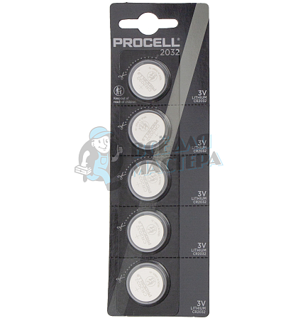 Батарейка Duracell Procell CR2032 BL5 Lithium 3V (5/200) - Чертеж