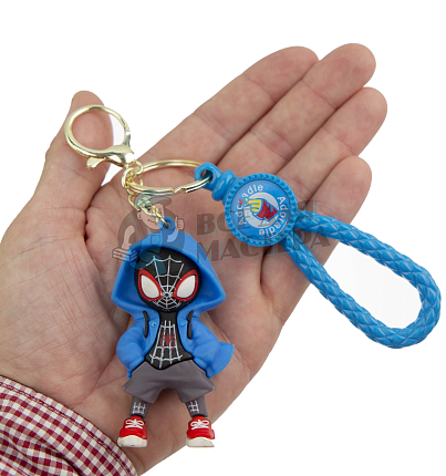 Брелок для ключей "Человек-Паук" цв.голубой + карабин