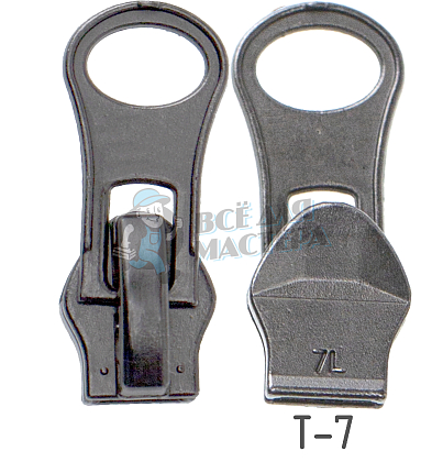 Бегунок для спиральной молнии, тип 7, автомат, "Груша", цв. никель темн.