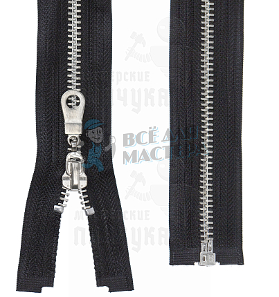 Молния металлическая, тип 5, 90см, разъем, цв. черный 322 / никель