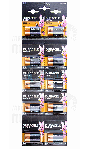Батарейка DURACELL LR6  2*10 BL20 отрывной  (20/200/16000) - Чертеж