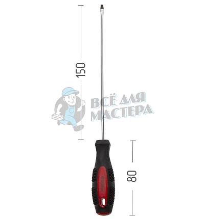 Отвертка прямая шлица 3.0х150мм CrV арт 0135 "Люкс"