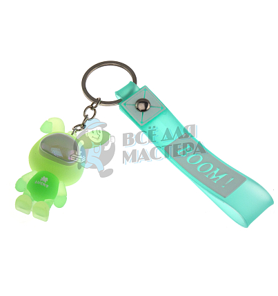 Брелок для ключей Заяц "LUCKY BOOM"  цв. зеленый + ремешок