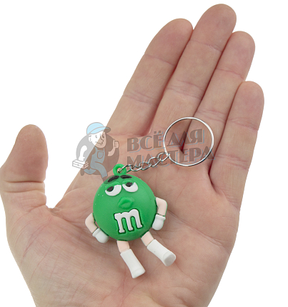 Брелок для ключей "M&M" цв.зеленый с кольцом