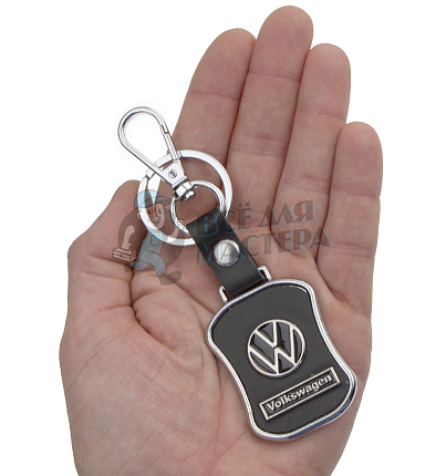 Авто карабин с кольцом для ключей VOLKSWAGEN Экокожа (гладкая)