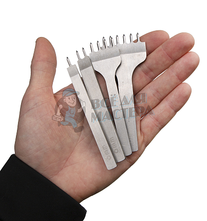 Пробойник строчный ромбовидный (шаг 6мм) (1+2+4+6) набор 4шт