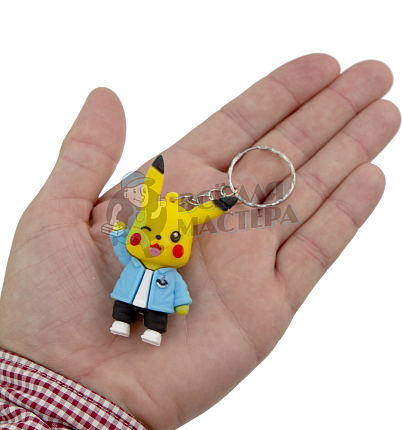 Брелок для ключей "Пикачу " голубой пиджак