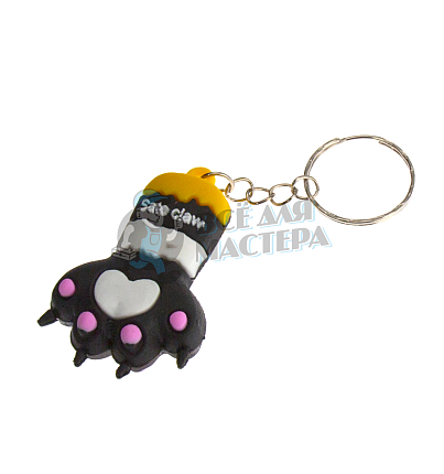 Брелок для ключей "Лапка" цв.черный с кольцом