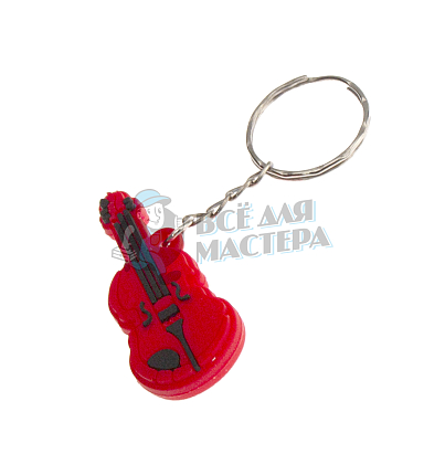 Брелок для ключей "Гитара" цв.красный с кольцом