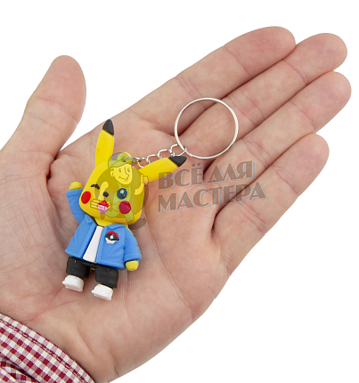 Брелок для ключей "Пикачу " синий пиджак