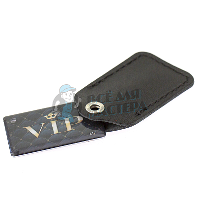 Чехол брелок прямоугольный с карабином, цв.черный 