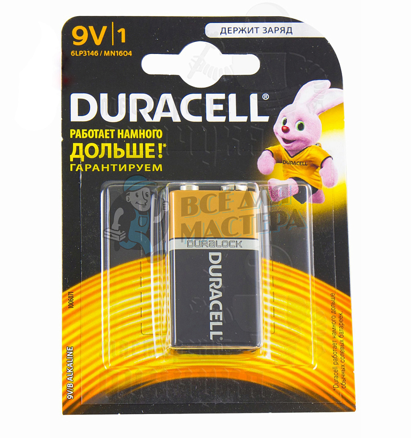 Батарейка DURACELL 6LF22/6LR61 BL1 Alkaline(1/10)