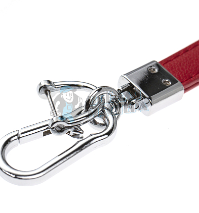 Кожаный брелок для ключей с карабином, красный