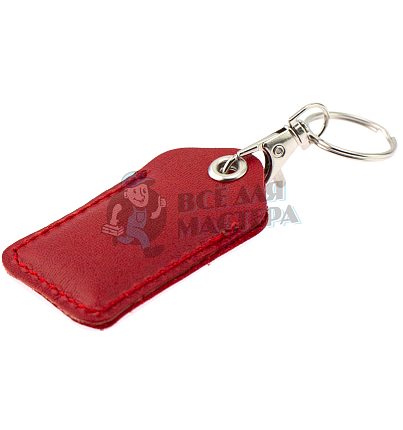Чехол брелок прямоугольный с карабином, цв.красный 