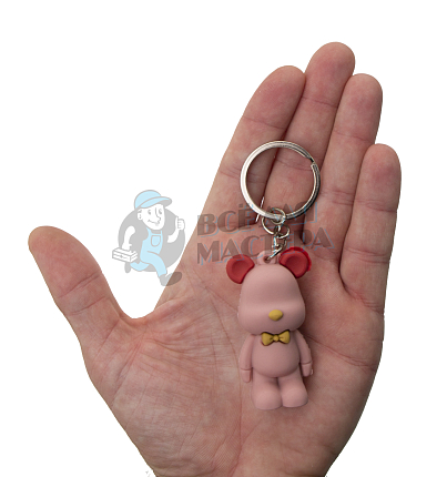 Брелок для ключей "Мишка с бабочкой" 