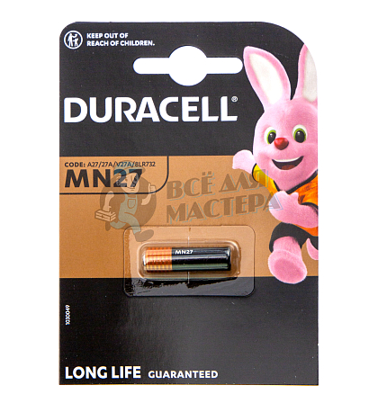 Батарейка Duracell LR27/A27/MN27 BL1 Alkaline 12V (1/10/100) - Чертеж