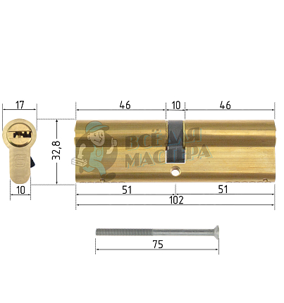 Цилиндровый механизм Гардиан GB 102(51/51) G 5кл.
