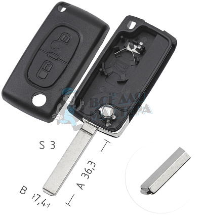Корпус выкидных ключей VA49   VA6   VC75 CITROEN КНР//