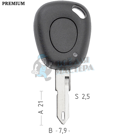 Корпус ключа NE38 NE73 NE79P49 1 кнопка  RENAULT  КНР - Чертеж