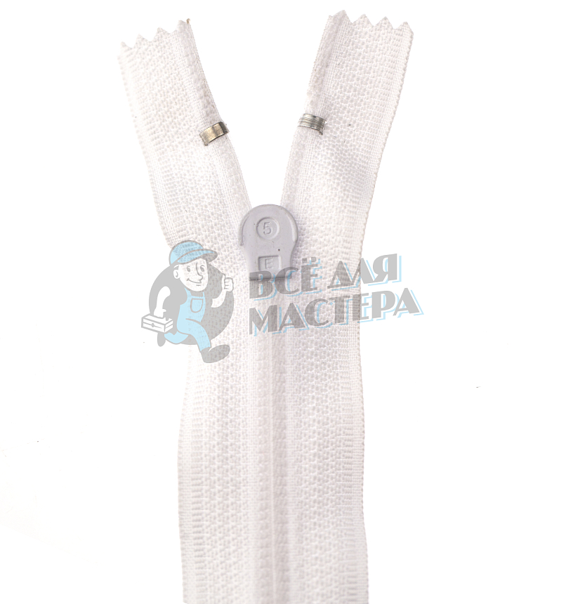 Молния спиральная (витая), Т-5 18см, неразъёмная, цв.белый 101
