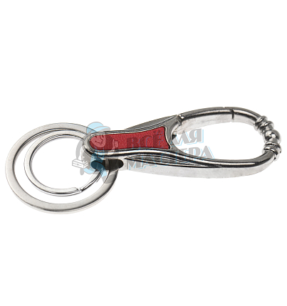 Карабин с двумя кольцами для ключей красный