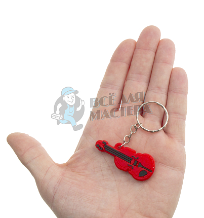 Брелок для ключей "Гитара" цв.красный с кольцом