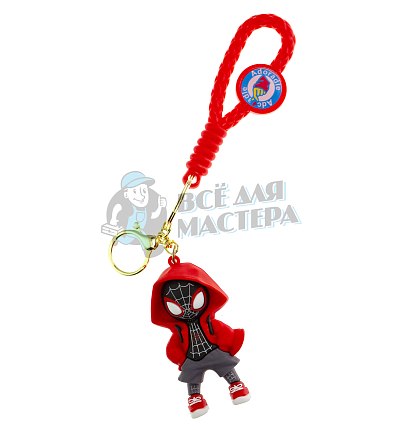 Брелок для ключей "Человек-Паук" цв.красный+ карабин