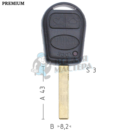 Корпус ключа NE-52 NE75 NE77 3 кнопки LAND ROVER КНР - Чертеж