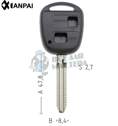 Корпус ключа TOYO-15.P TOY43 TY37R 2 кнопки КНР  TOYOTA