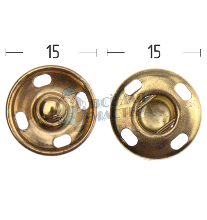 Кнопка пришивная 15мм латунь цв золото