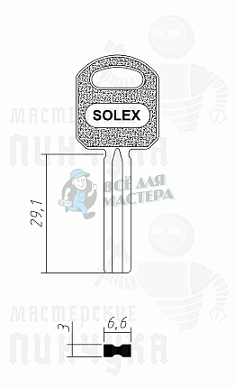 SOLEX-2 квадрат с пазом 6,5 мм КНР