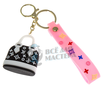 Брелок для ключей сумка "Луи Витон" + карабин и ремешок, цв.черный