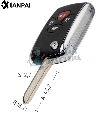 Корпус выкидного ключа TOYO-15.P TOY43P TY51P TY37RP79 TR47P КНР 3 кнопки + паника TOYOTA КНР - Чертеж