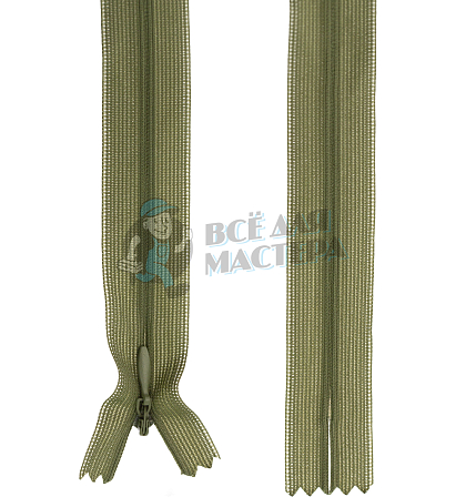 Молния спиральная (витая), Т-3 20см, потайная, неразъёмная, цв.св/хаки 263 - Чертеж