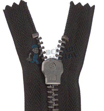 Молния металлическая тип 8 16см, н/р, цв черный 322, зв оксид