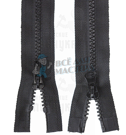 Молния тракторная, тип 5, 2-ух замковая, 90см, цв. черный