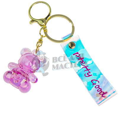 Брелок для ключей "Мишка" + карабин, цв.фуксия