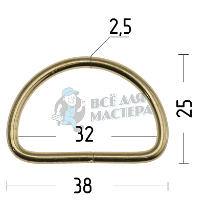Полукольцо 30мм (толщ. 2,6мм) цв. золото.