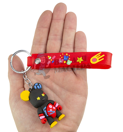 Брелок для ключей "Мишка Бербик" + ремешок, цв.черный 