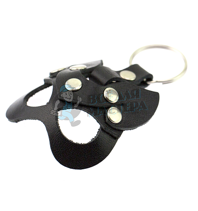 Брелок кожаный Кошечка с острыми ушками, цв.черный