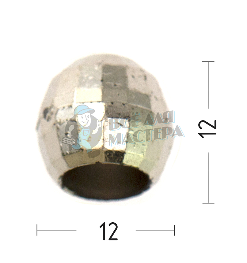 Наконечник для шнура, шнур (4,0мм), колокольчик-шар (L2), цв.хром