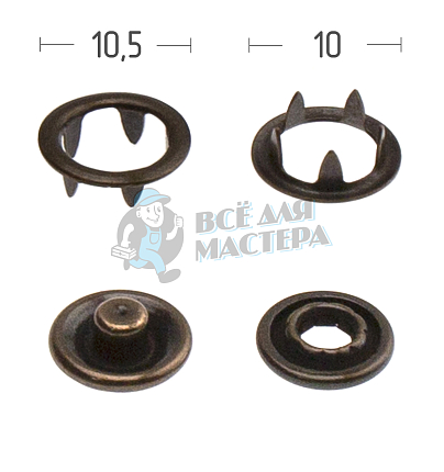 Кнопка рубашечная (кольцо) 10,5мм нерж цв антик